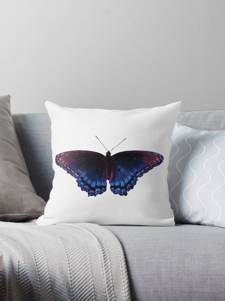 Thumbnail 1 of 3, Throw Pillow, Blue Wing Butterfly Open Wings designed and sold by futureimaging.