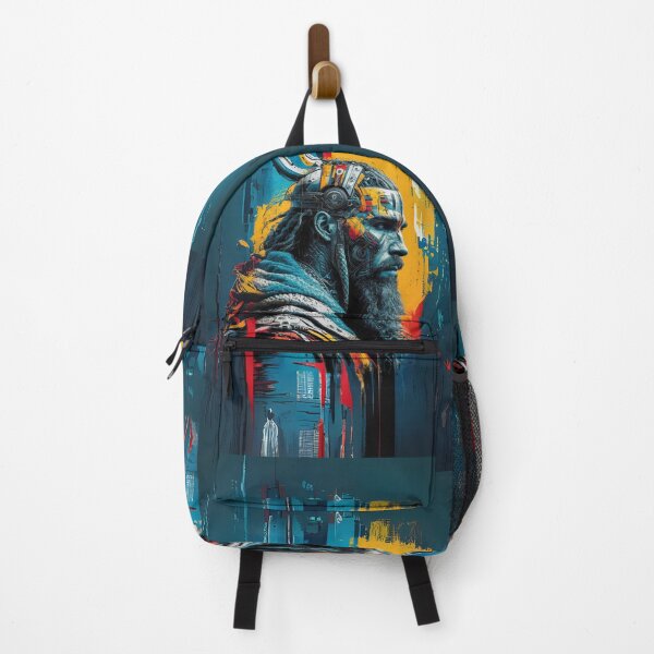 Item preview, Futuristic Abstract Viking Portrait – A Fusion of Humanity and Technology designed and sold by piketo.