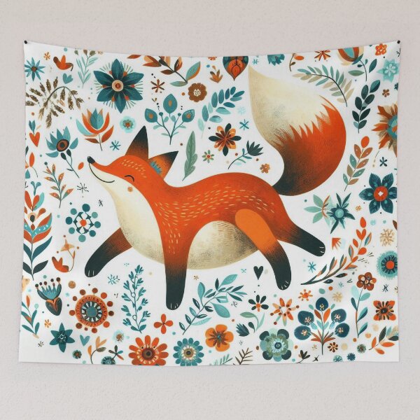 Item preview, Scandinavian Folk Art fat Fox by heidiannemorris designed and sold by FOLK ART FUSION.