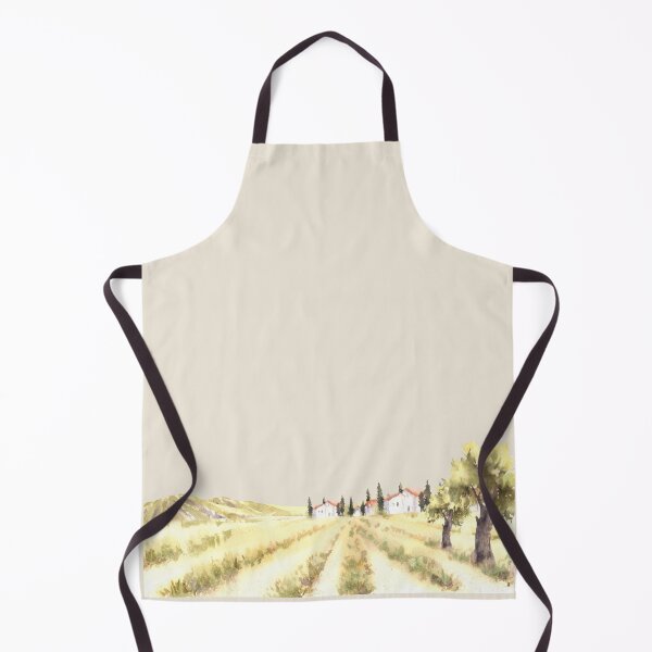 Item preview, Landscape with field, old houses, trees, and hills Watercolor rural Tuscany hand drawn illustration. designed and sold by BartolArt.