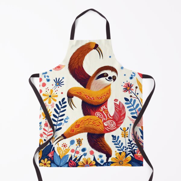 Item preview, Scandinavian Folk Art cute dancing Sloth by heidiannemorris designed and sold by FOLK ART FUSION by heidiannemorris.