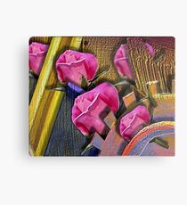 Rosen und Zahnrad. Metalldruck