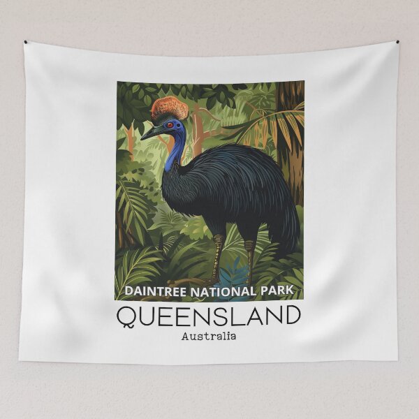 Item preview, A Vintage Travel Illustration of a Cassowary in Daintree National Park - Australia  designed and sold by GoodOldVintage.