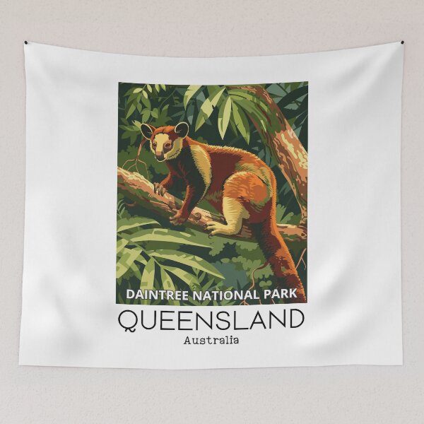 Item preview, A Vintage Travel Illustration of a Tree Kangaroo in Daintree National Park - Australia  designed and sold by GoodOldVintage.