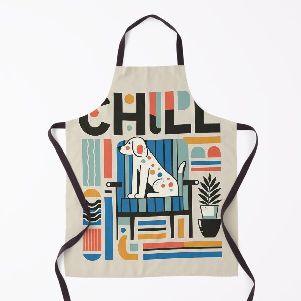Item preview, 'Chill' Scandi style dog sitting on a chair block colours designed and sold by Silbays.