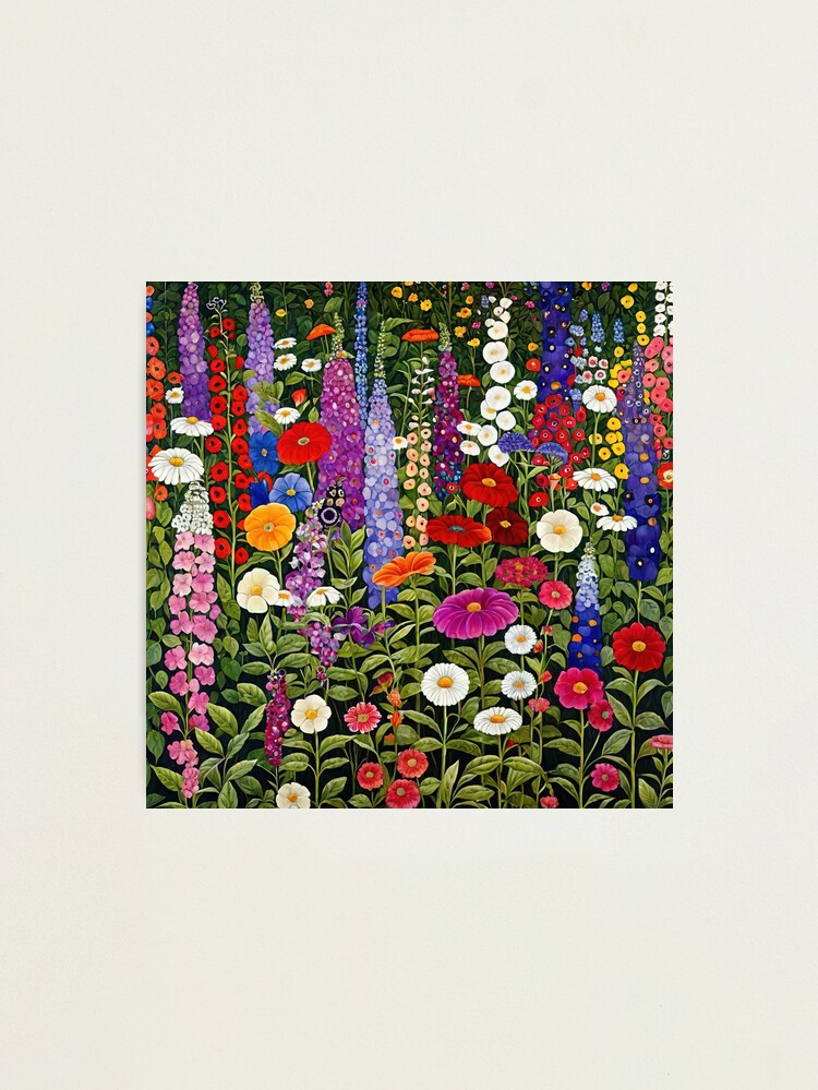 Aperçu 1 sur 3. Impression photo avec l'œuvre Jardin de fleurs Gustav Klimt créée et vendue par maniacfitness.