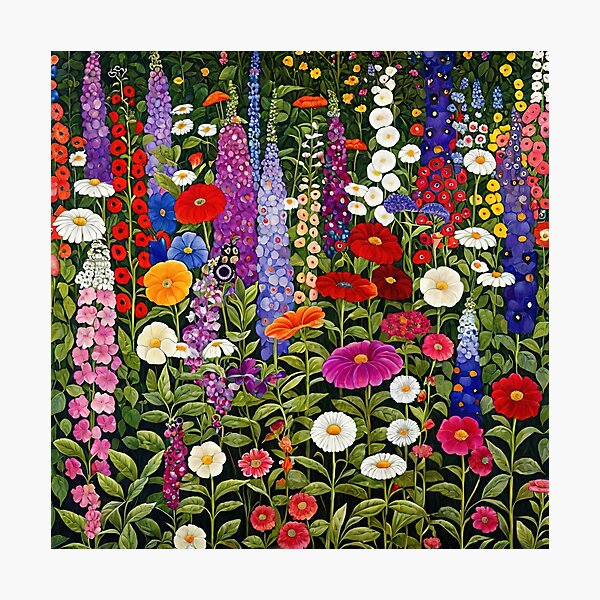 Aperçu de l'œuvre Jardin de fleurs Gustav Klimt créée et vendue par maniacfitness.