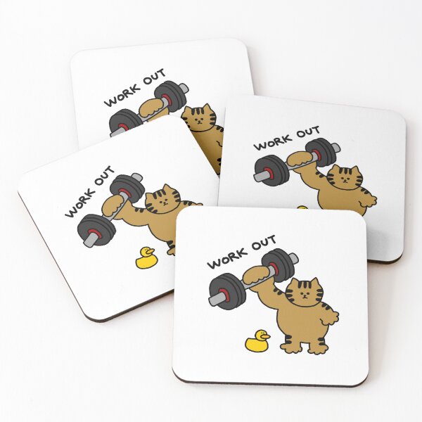 Item preview, a Cat and a Duck working out designed and sold by superbaechoo.