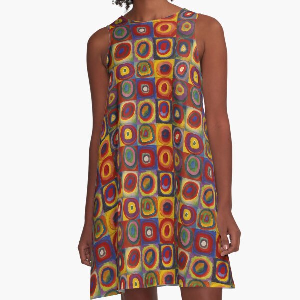 Wassily Kandinsky, Colour Study, Squares with Concentric Circles. A-Line Dress