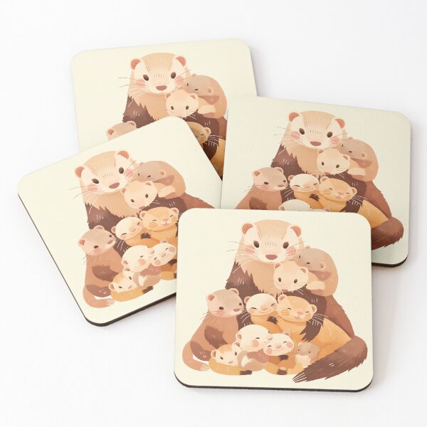 Item preview, Lovely Mother and Baby Weasel Illustration designed and sold by Windy-market.