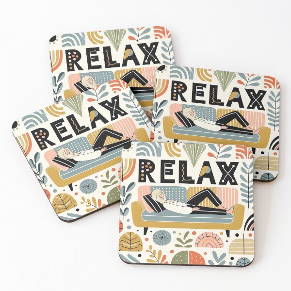 Item preview, 'Relax' Scandi style cute pattern of a girl laying on a sofa designed and sold by Silbays.