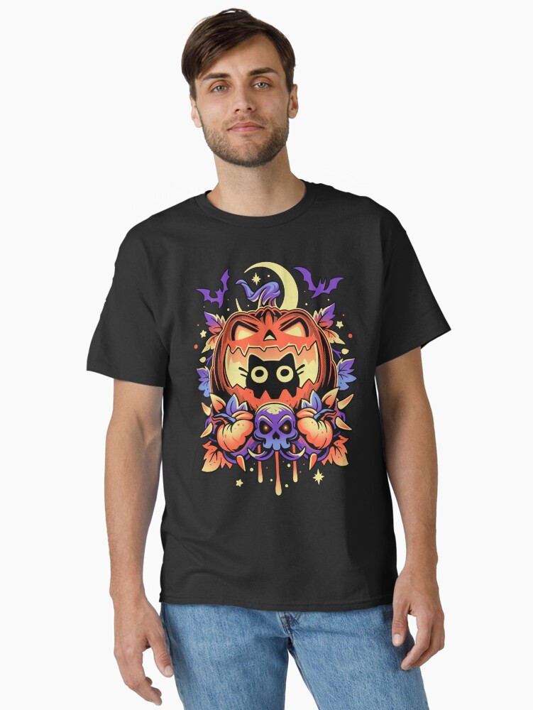 Thumbnail 1 of 7, Classic T-Shirt, Halloween Cat Hideout - Spooky Pumpkin designed and sold by Snouleaf.