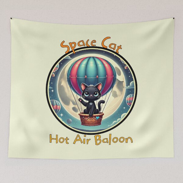 Item preview, Space Cat Hot Air Balloon - A Whimsical Adventure for Kids designed and sold by SportyAndArtful.
