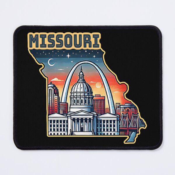 Item preview, Missouri State Map USA Skyline and Landmarks Illustration- travel souvenir art designed and sold by Unitepeople.
