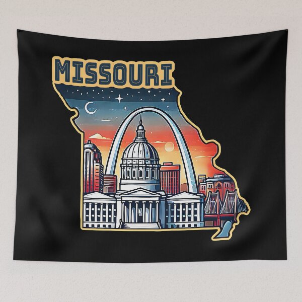 Item preview, Missouri State Map USA Skyline and Landmarks Illustration- travel souvenir art designed and sold by Unitepeople.