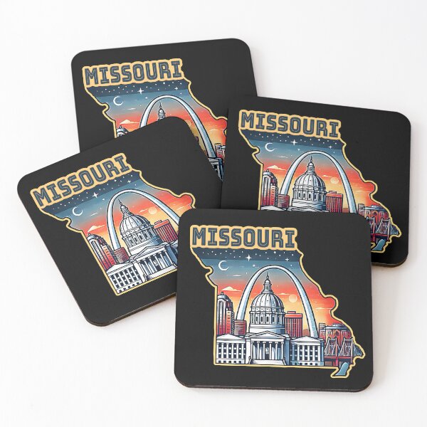 Artikelvorschau, Missouri State Map USA Skyline und Sehenswürdigkeiten Illustration - Reise-Souvenir-Kunst entworfen und verkauft von Unitepeople.