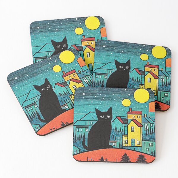 Item preview, Black Cat at night 3 designed and sold by George Hutton Hunter.