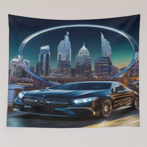 Item preview, Mercedes Benz wallpaper in the city  with skyscrapers designed and sold by Expressions-Sel.