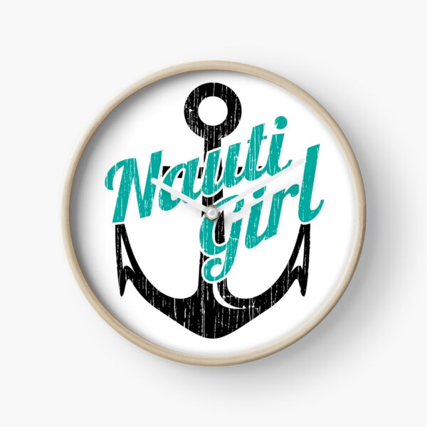 "Nauti Girl Nautical Boating Sailing Design" Clock for Sale by