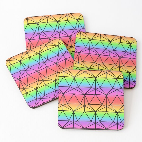 Item preview, Pastel Rainbow and Black Dodecahedron DND TTRPG Repeating Pattern designed and sold by ReverieFab.