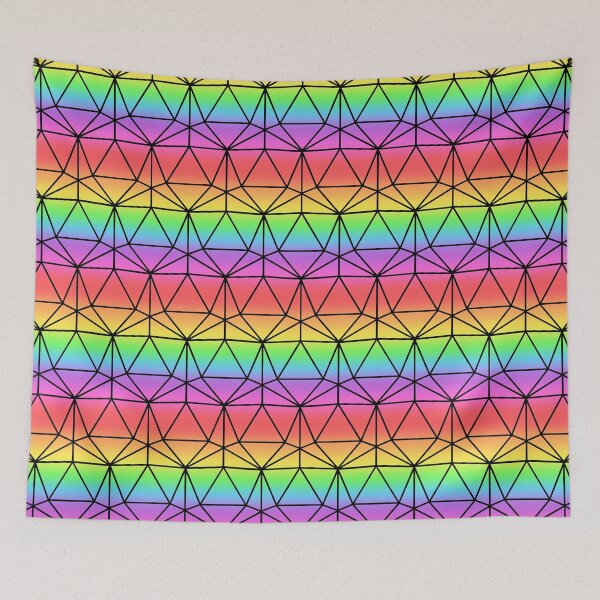 Item preview, Pastel Rainbow and Black Dodecahedron DND TTRPG Repeating Pattern designed and sold by ReverieFab.