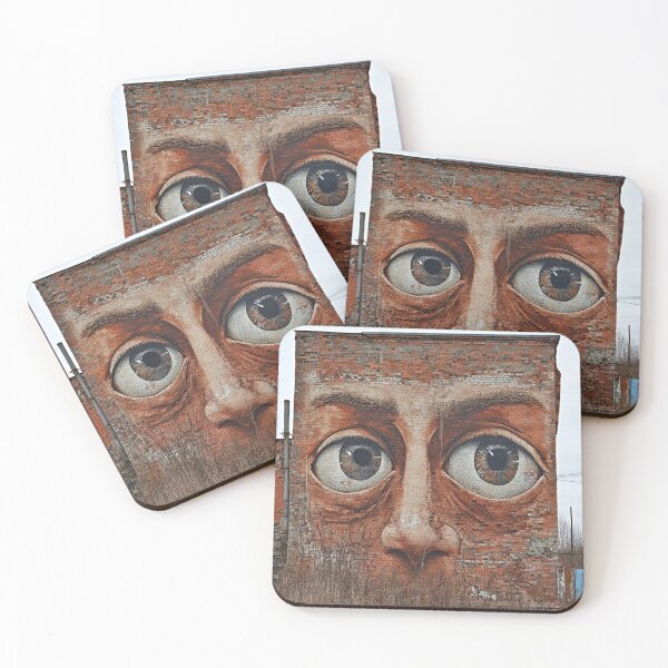 Item preview, Giant Eyes on Abandoned Brick Wall - Surreal Mural designed and sold by hafifebozaid.