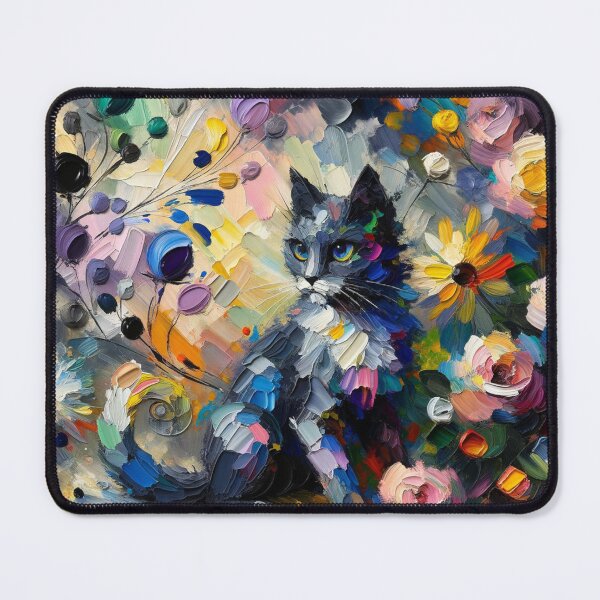 Item preview, Impressionism Artistic Painting of a Cat in a Kaleidoscope of Colors designed and sold by Keirnyx.