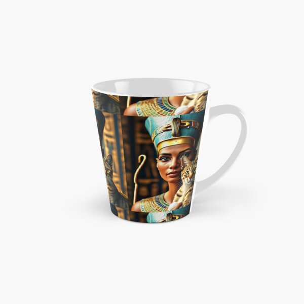 Vista previa del artículo con la obra «La reina Nefertiti la faraona más bella del antiguo Egipto con su gato 21», diseñado y vendido por AnadAA.