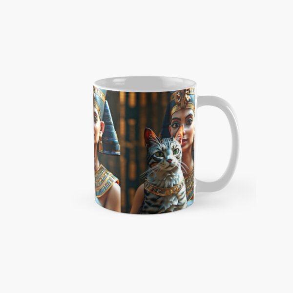 Vista previa del artículo con la obra «La reina Nefertiti la faraona más bella del antiguo Egipto con su gato 22», diseñado y vendido por AnadAA.