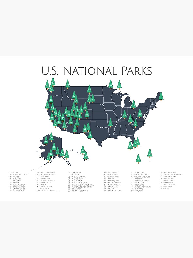 Disover National Parks Explorer Map Premium Matte Vertical Poster