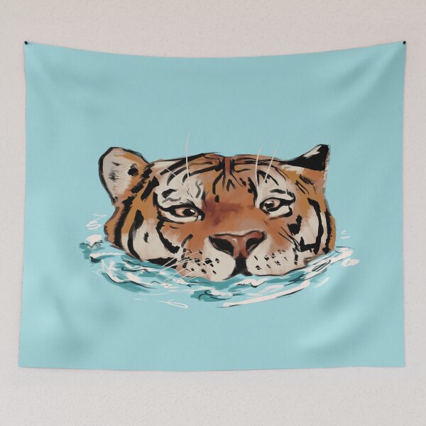 Item preview, Cute Tiger Head Swimming In Water designed and sold by Crescent-Canvas.