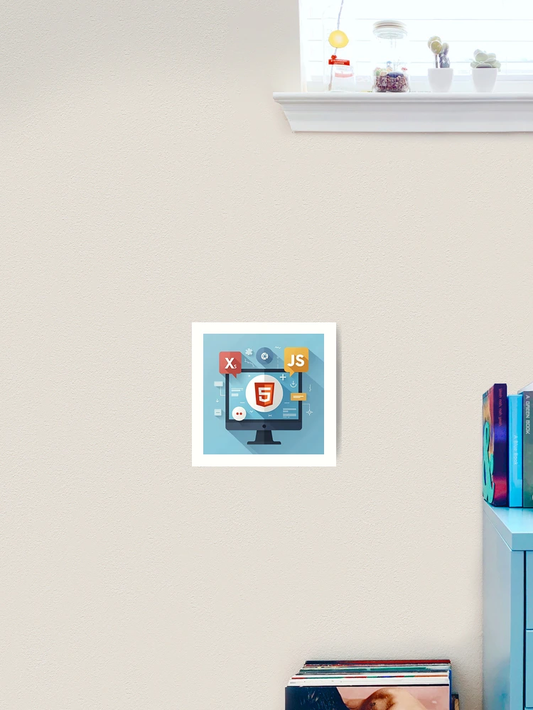 Thumbnail 2 of 3, Art Print, Web Development Essentials: HTML5 and JavaScript designed and sold by Mido-artister.