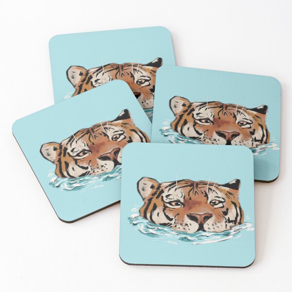 Item preview, Cute Tiger Head Swimming In Water designed and sold by Crescent-Canvas.