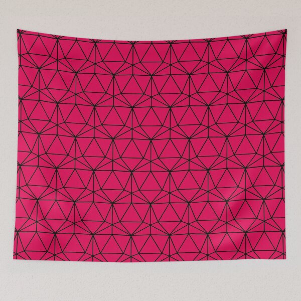 Item preview, Magenta and Black Dodecahedron DND TTRPG Repeating Pattern designed and sold by ReverieFab.
