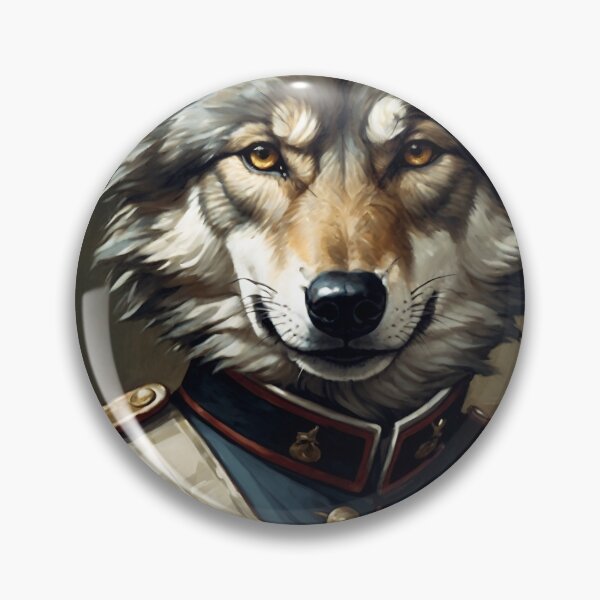 Artikelvorschau, Gallant Wolf – Edler Wolf in Militäruniform | Leinwanddruck | Wandkunst entworfen und verkauft von Ignat.