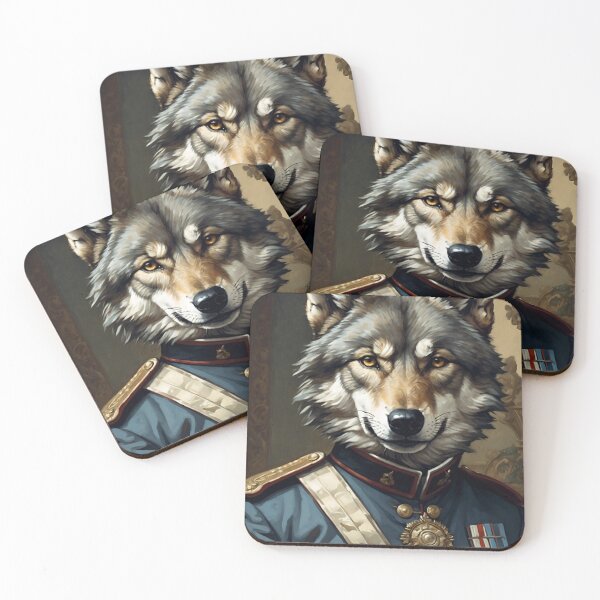 Item preview, Gallant Wolf - Noble Wolf in Military Attire | Canvas Print | Wall Art designed and sold by Ignat.