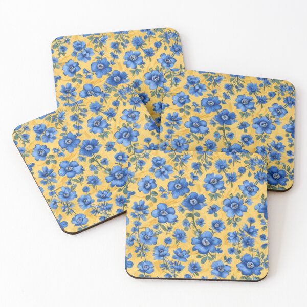 Item preview, Yellow with blue flowers designed and sold by GasconyPassion.