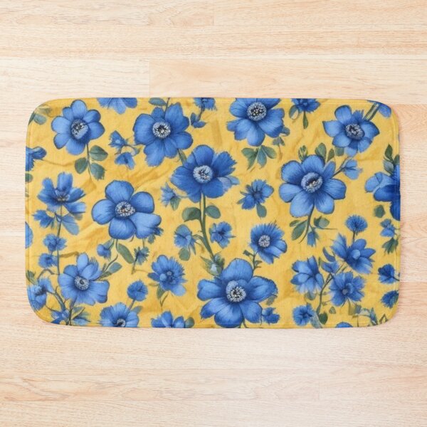 Item preview, Yellow with blue flowers designed and sold by GasconyPassion.