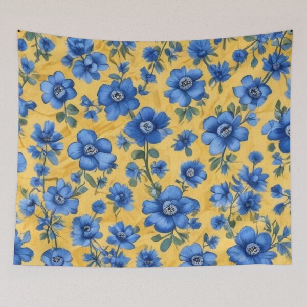Item preview, Yellow with blue flowers designed and sold by GasconyPassion.