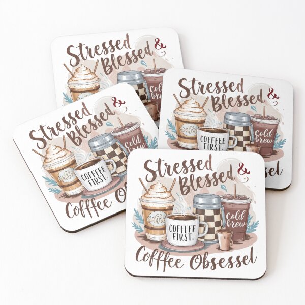 Item preview, Stressed Blessed and coffee obsessed, first coffee tshirt  designed and sold by Simplehue.
