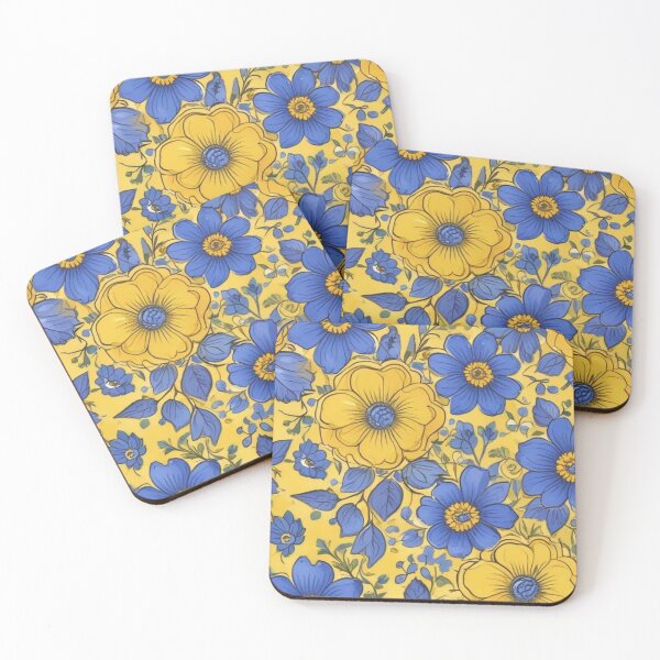 Item preview, Yellow with blue flowers designed and sold by GasconyPassion.