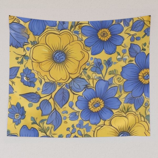 Item preview, Yellow with blue flowers designed and sold by GasconyPassion.