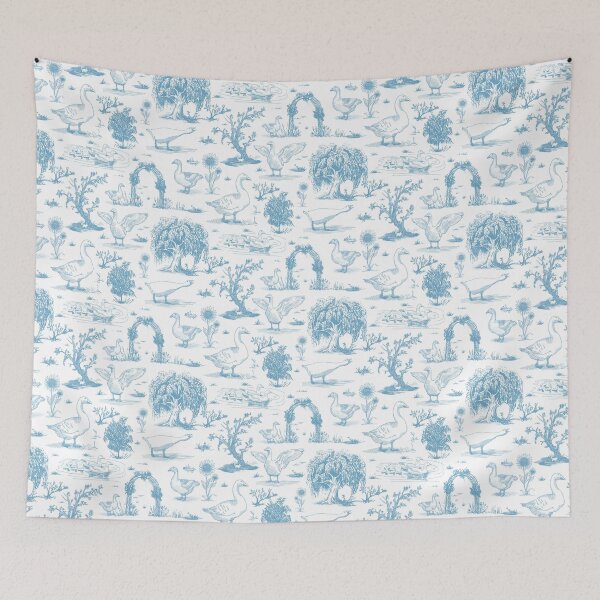 Item preview, Goose Toile de Jouy French Country Blue on White designed and sold by Brittany Lane Allen.