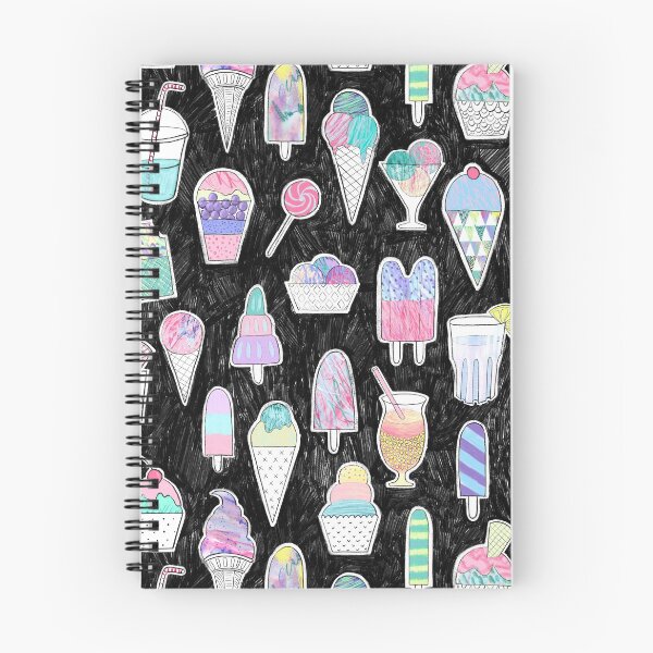 Item preview, Icecreams on black designed and sold by Rebecca Reck Art.