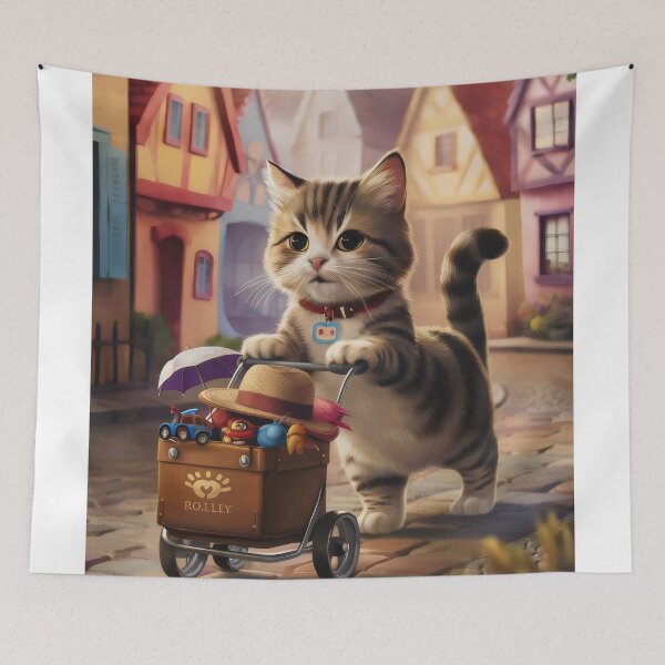 Item preview, Cat on a walk. designed and sold by MyHappyArtShop.