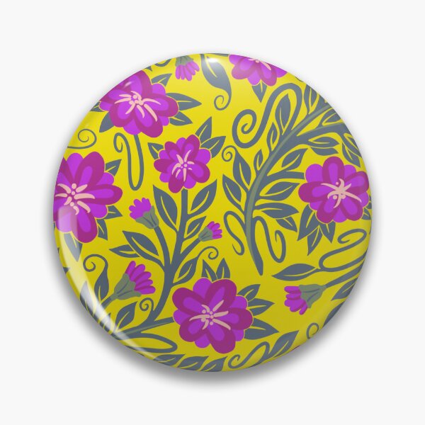 Item preview, Green vines purple flowers on yellow designed and sold by MarySchwindt.
