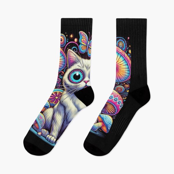 Item preview, Joyful Hallucinating Cat with Magical Mushrooms designed and sold by Noussairox.