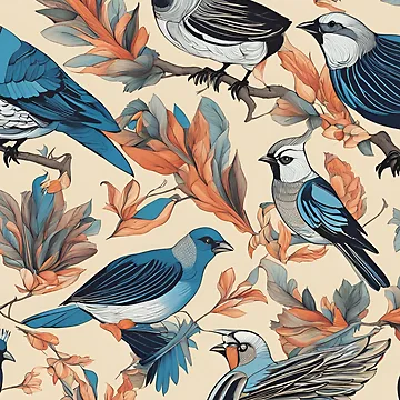 Artwork thumbnail, Fauna Pattern (Birds Pattern Design) by pnidesign