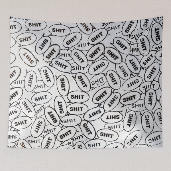 Item preview, A black and white shit wall - typography on a wall in Stavanger, Norway - streetart and travel photography designed and sold by Christa Stroo Photography.