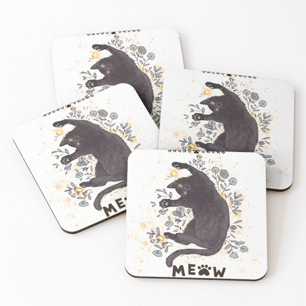 Item preview, Estrellas y flores detrás del genial diseño del gato negro. designed and sold by Jessica art.